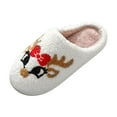 thumbnail image 1 of JAJAHO Indoor Christmas Kids Slippers Winter Warm Fuzzy Reindeer Embroidery For Boys Girls Lightweight Soft Sole Home Footwear Comfort Slippers, 1 of 7