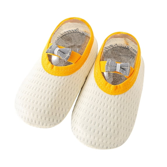 JAJAHO Baby Girls First Walking Flats Shoes Toddler Breathable Mesh Non- Lightweight Cute Bow Grip Shoes