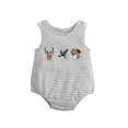thumbnail image 1 of JAJAHO Boys Girls Bodysuits Sleeveless Striped Cartoon Embroidery Romper Baby Clothes 0-18M Trendy Onesie, 1 of 6