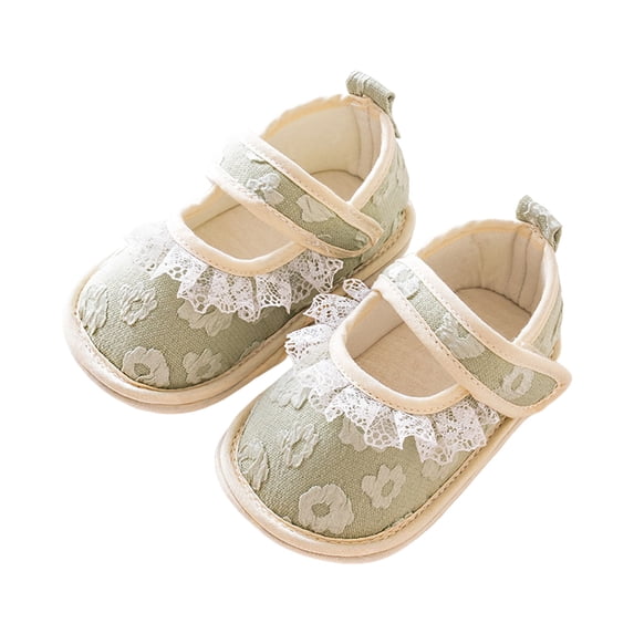 JAJAHO Girls Grip Shoes Toddler First Walkers Floral Lace Breathable Mesh Barefoot Non- Shoes