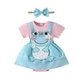 thumbnail image 1 of JAJAHO Infant Romper Baby Girl Clothes Short Sleeve Cartoon Crewneck Bodysuits Dress With Headband 2PCS Set Stylish One-Pieces, 1 of 6