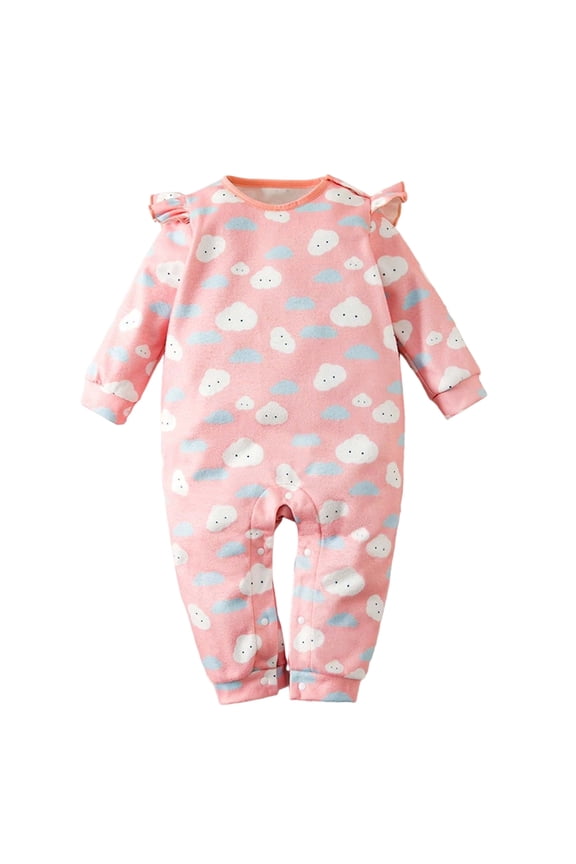 Romper Jumpsuit Soft Baby Girl Clothes Fluffy Rainbow Print Long Sleeve Ruffle Toddler Onesie Lovely One-Pieces