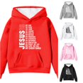 thumbnail image 1 of JAJAHO Jesus Hoodies For Boys Girls Letter Printed Long Sleeve Kids Sweatshirts Loose Fit Pullover Tops 4-14Y, 1 of 4