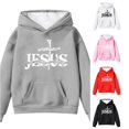 thumbnail image 1 of JAJAHO Jesus Hoodies For Boys Girls Letter Printed Long Sleeve Kids Sweatshirts Loose Fit Pullover Tops 4-14Y, 1 of 2