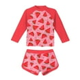 thumbnail image 1 of JAJAHO Kid Girls 2 Pieces Rash Guard Swimsuit Long Sleeve Printed Tankini Bathing Suits For 8-15 Years Comfortable Swimwear, 1 of 3