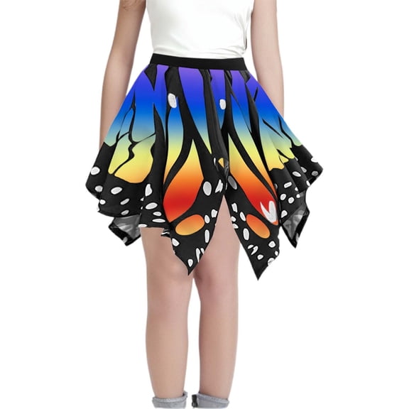 JAJAHO Kid Girls Skirt Carnival Casual Irregular Hem Butterfly Print Mini Skirt Party Wear Elastic Waist Lovely Skirt