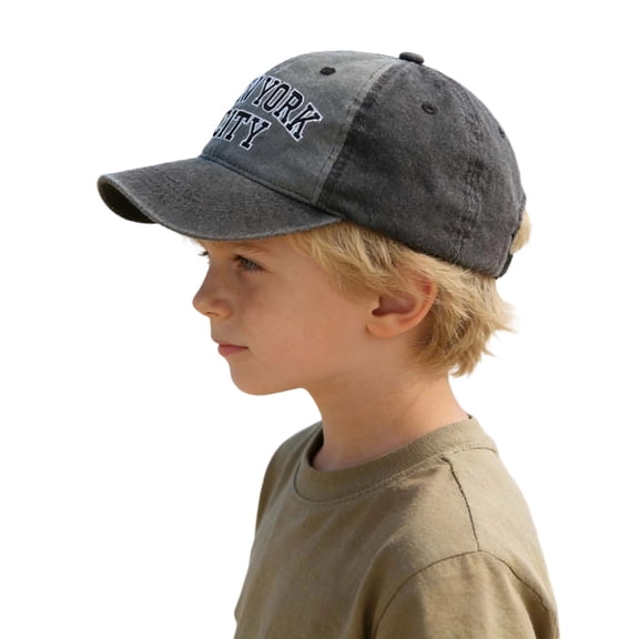 JAJAHO Kids Baseball Cap Color Block Letter Print Retro Washed Adjustable Sun Hat For Boys Girls 2-8Y