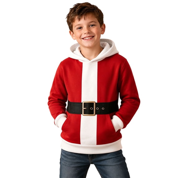 JAJAHO Kids Boys Christmas Hoodie 3D Printed Funny Santa Hoodie Xmas Holiday Party Tops For 1-16 Years