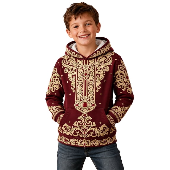 JAJAHO Kids Boys Christmas Hoodie 3D Printed Funny Santa Hoodie Xmas Holiday Party Tops For 1-16 Years