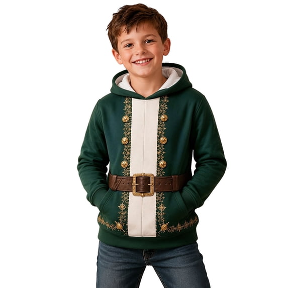 JAJAHO Kids Boys Christmas Hoodie 3D Printed Funny Santa Hoodie Xmas Holiday Party Tops For 1-16 Years