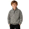 thumbnail image 1 of JAJAHO Kids Boys Leopard Neck Sweatshirt Quarter Zip Pullover Long Sleeve Sweatshirts 2-14Y, 1 of 6