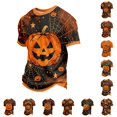 thumbnail image 1 of JAJAHO Kids Boys Pumpkin T Shirt Halloween Shirt Short Sleeve Crew Neck Pumpkin Graphic Tees 2-13Y, 1 of 4