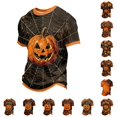 thumbnail image 1 of JAJAHO Kids Boys Pumpkin T Shirt Halloween Shirt Short Sleeve Crew Neck Pumpkin Graphic Tees 2-13Y, 1 of 4