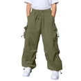 thumbnail image 1 of JAJAHO Kids Cargo Pants With Multiple Pockets Boys Girls Elastic Waist Loose Fit Straight Leg Jogger Pants 5-15Y Stylish Trousers, 1 of 9
