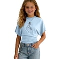 thumbnail image 1 of JAJAHO Kids Girls Clothes Short Sleeve T Shirts For Girl Crew Neck Stretchy Slim Fit Graphic Summer Fashion Clothing 3-14Y Stylish Tops, 1 of 5