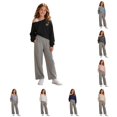 thumbnail image 1 of JAJAHO Kids Girls Off The Shoulder Sweatshirt Bow Embroidery Asymmetrical Long Sleeve Crop Tops 7-16Y, 1 of 7