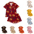 thumbnail image 1 of JAJAHO Kids Halloween Pajamas Set Boys Girls Short Sleeve Pumpkin Pajama Button Down 2 Piece Pjs 3-14Y, 1 of 9