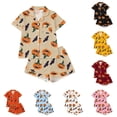 thumbnail image 1 of JAJAHO Kids Halloween Pajamas Set Boys Girls Short Sleeve Pumpkin Pajama Button Down 2 Piece Pjs 3-14Y, 1 of 9