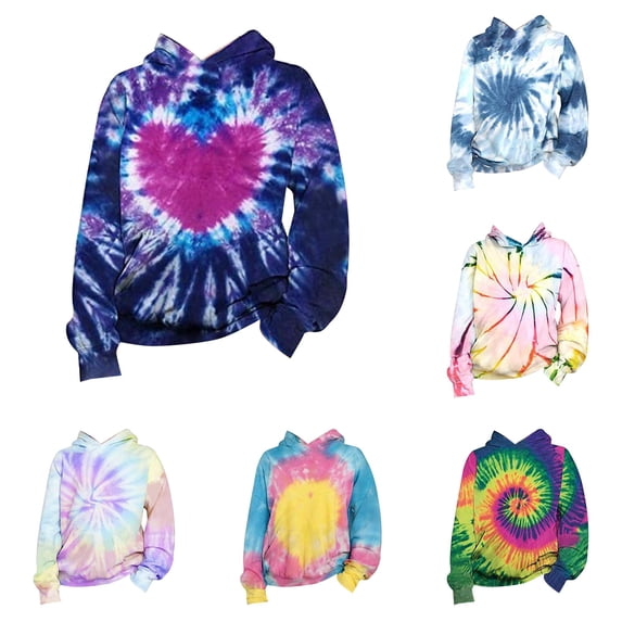 JAJAHO Kids Hoodies Boys Girls Tie Dye Printed Sweatshirt Long Sleeve Pocket Fall Pullover Tops 2-14Y