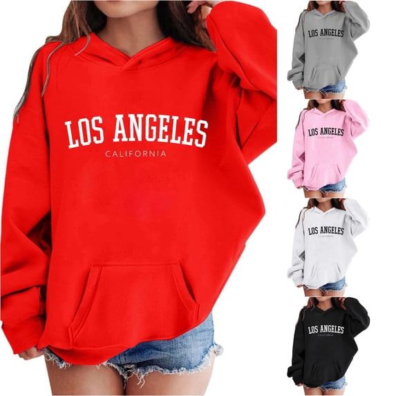 JAJAHO Kids Hoodies For Girls Los Angeles California Oversized Long Sleeve Sweatshirts, Sizes 3-14Y
