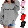 thumbnail image 1 of JAJAHO Kids Hoodies For Girls New York Long Sleeve Oversized Sweatshirts, Sizes 3-14Y, 1 of 3