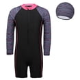 thumbnail image 1 of JAJAHO Kids One Piece Swimsuit For Boys Girls Long Sleeve Rash Guard Zip Front Water Sport Unisex Child 6-12Y Sun Protection Bathing Suit Comfortable Swimwear, 1 of 6