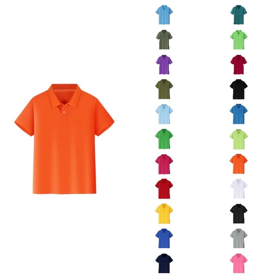 JAJAHO Kids Polo Shirts For Boy Girl School Uniform Solid Color Basic Lapel Tops Back To Clothes 4-12Y