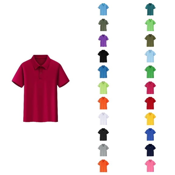 JAJAHO Kids Polo Shirts For Boy Girl School Uniform Solid Color Basic Lapel Tops Back To Clothes 4-12Y