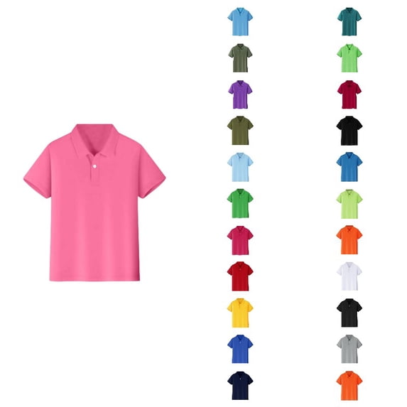 JAJAHO Kids Polo Shirts For Boy Girl School Uniform Solid Color Basic Lapel Tops Back To Clothes 4-12Y