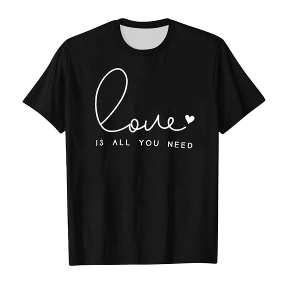 JAJAHO Kids Short Sleeve T Shirt Boys Girls Love Letter Print Valentine's Day Crewneck Tee 3-12 Years Cozy Tops