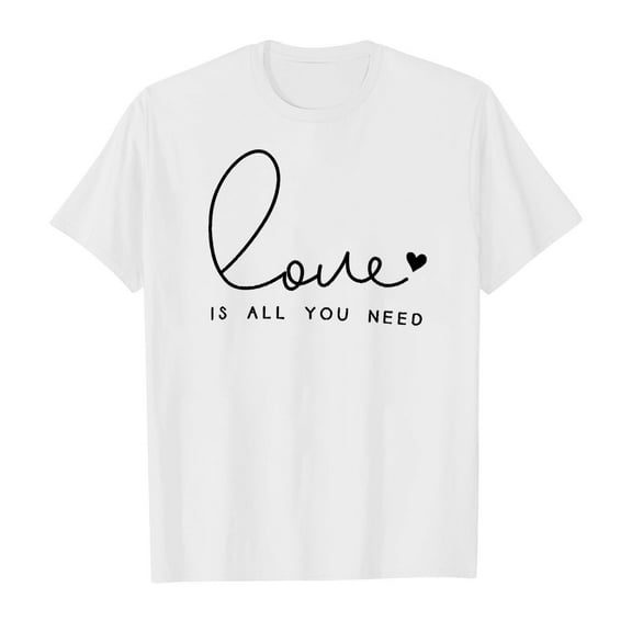 JAJAHO Kids Short Sleeve T Shirt Boys Girls Love Letter Print Valentine's Day Crewneck Tee 3-12 Years Stylish Tops