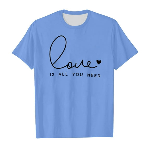 JAJAHO Kids Short Sleeve T Shirt Boys Girls Love Letter Print Valentine's Day Crewneck Tee 3-12 Years Stylish Tops