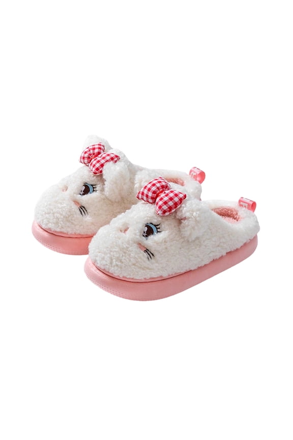 Kids Slippers For Boy Girl Soft Sole Fuzzy Lining Slip On House Shoes With Cute Animals Shape Design Winter Warm Comfort Slippers