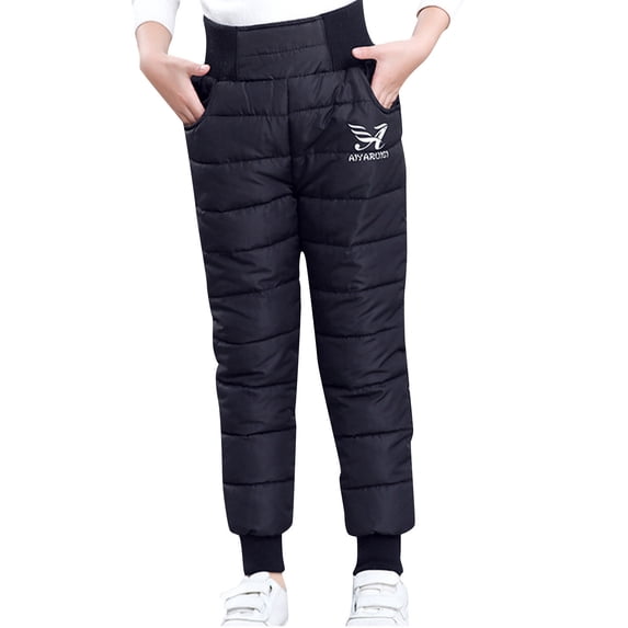 JAJAHO Kids Snow Pants For Girls Boys Thick Warm Quilted Puffer Pants Toddler Winter Clothes, Sizes 2-12Y