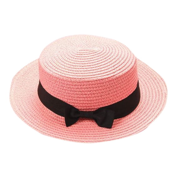 JAJAHO Kids Straw Hat For Boys Girls Summer Wide Brim Cap Sun Visor Hats Sun Protection Beach Hats Bowknot Floppy Cap
