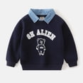 thumbnail image 1 of JAJAHO Kids Sweatshirt For Boys Girls Fuzzy Lining Cartoon Printed Long Sleeve Patchwork Collared Pullover Tops 1-10Y, 1 of 2