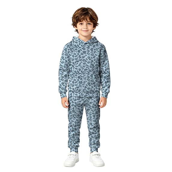 JAJAHO Kids Sweatsuit Boys Girls Leopard Outfit Long Sleeve Hoodies And Sweatpants 2 Piece Set 3-13Y
