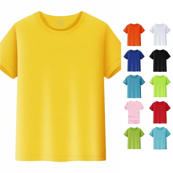 JAJAHO Kids T Shirts Short Sleeve Plain Tops For Boys Girls Breathable Mesh Basic Tees, Sizes 2-14Y