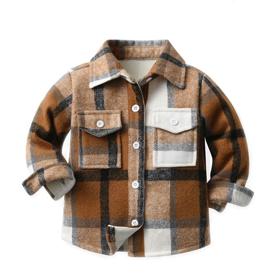 JAJAHO Kids Toddler Boys Button Down Shirts Long Sleeve Loose Fit Plaid Shirts Back To School Clothes 6M-7Y