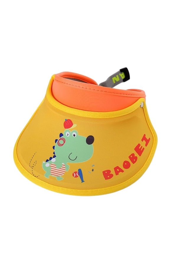 Kids Toddler Visor Hat Wide Brim Cute Cartoon Dinosaur Summer Beach Sun Hat Adjustable For 2-6 Years