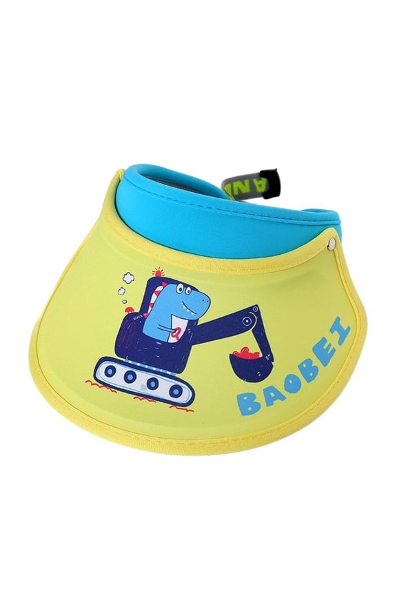 Kids Toddler Visor Hat Wide Brim Cute Cartoon Dinosaur Summer Beach Sun Hat Adjustable For 2-6 Years