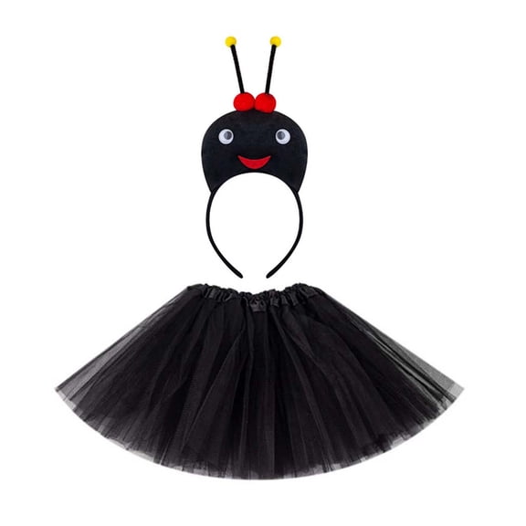 JAJAHO Kids Tutus For Girl Ballet Tulle Skirts Party Dance Fluffly Mesh Layered Mini Skirts With Cartoon Hairband 2PCS Set Trendy Skirt