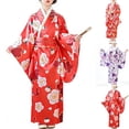 thumbnail image 1 of JAJAHO Kimono Dresses For Girl Floral Print Long Sleeve Silk Satin Party Maxi Dress Size 2-10T Stylish Dresses, 1 of 4