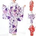 thumbnail image 1 of JAJAHO Kimono Dresses For Girl Floral Print Long Sleeve Silk Satin Party Maxi Dress Size 2-10T Trendy Dresses, 1 of 7