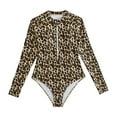 thumbnail image 1 of JAJAHO Leopard Print One Piece Swimsuit For Girls Long Sleeve Kids Bathing Suit Rash Guard Zipper High Cut Beachwear Sun Protection Soft Swimwear, 1 of 6