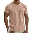 thumbnail image 1 of JAJAHO Linen T Shirt Men Short Sleeve Basic Tee Breathable Crew Neck Loose Fit Summer Top Beach Vacation Clothes Comfortable Tops, 1 of 5