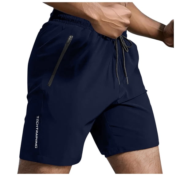JAJAHO Men's Athletic Gym Shorts Summer Casual Sports Breathable Quick Drying Loose Fit Drawstring Shorts With Zipper Pockets Comfy Bottoms