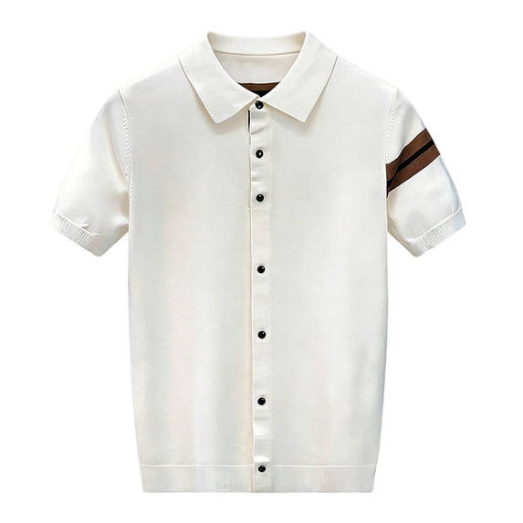 JAJAHO Men's Button Up Shirts Short Sleeve Collared Summer Striped Regular Fit Beach Shirts Casual Business Wear Versatile Tops