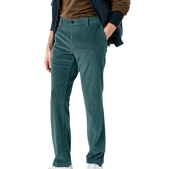 JAJAHO Men's Classic Fit Dress Pants Solid Color Flat-Front Straight Leg Long Pants Work Business Casual Wear Comfortable Trousers