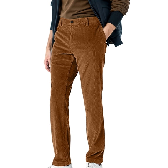 JAJAHO Men's Classic Fit Dress Pants Solid Color Flat-Front Straight Leg Long Pants Work Business Casual Wear Soft Trousers
